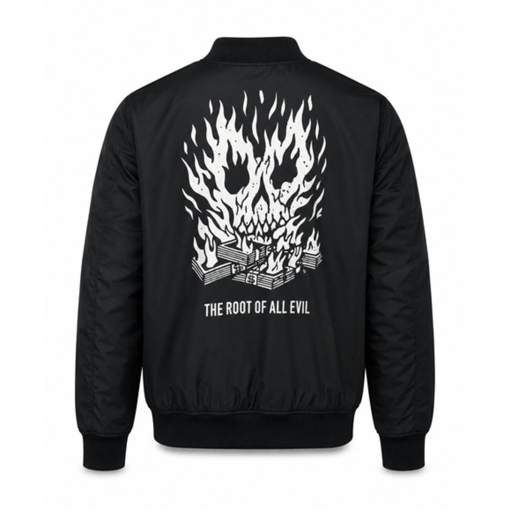 Lurking Class by Sketchy Tank Mens XL Black Root of All Evil Bomber Jacket Skull